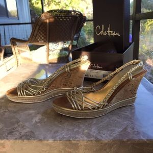 Cole Haan Andra Wedge Sandals in Sahara Gold 
Size 8.5